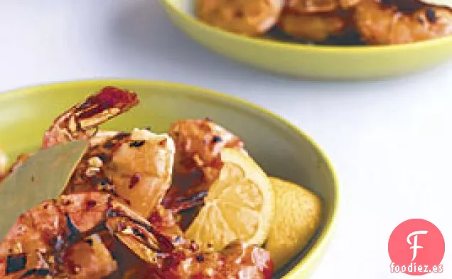 Camarones en Salmuera a la Parrilla con Aceite de Ajo