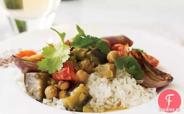 Curry de Berenjena, Garbanzos y Tomate