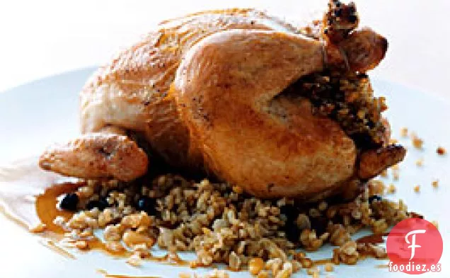 Poussins Asados con Relleno de Trigo Verde