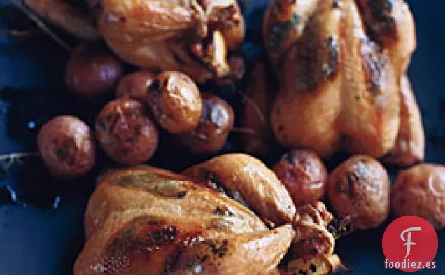 Poussins a la Parrilla con Mantequilla de Hierbas de Limón