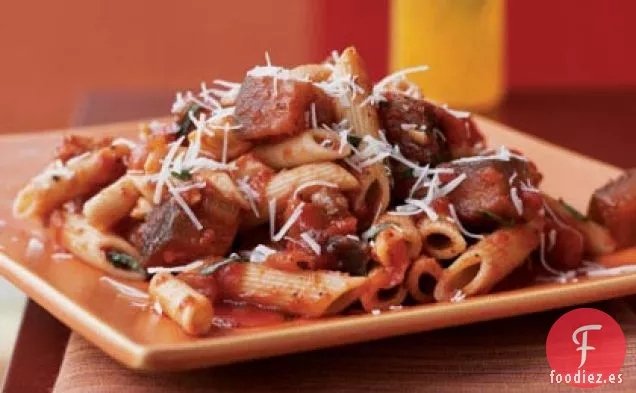 Penne de Arroz Integral con Berenjena