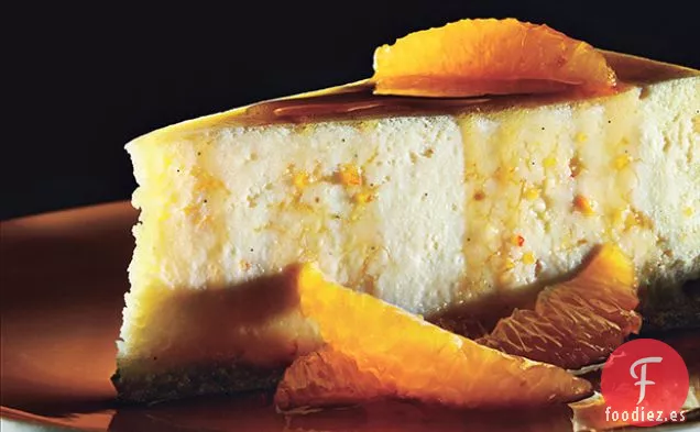 Tarta de Queso Ricotta con Salsa de Caramelo y Naranja