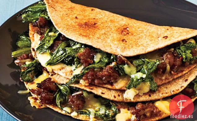 Quesadillas de Escarola, Salchichas y Fontina