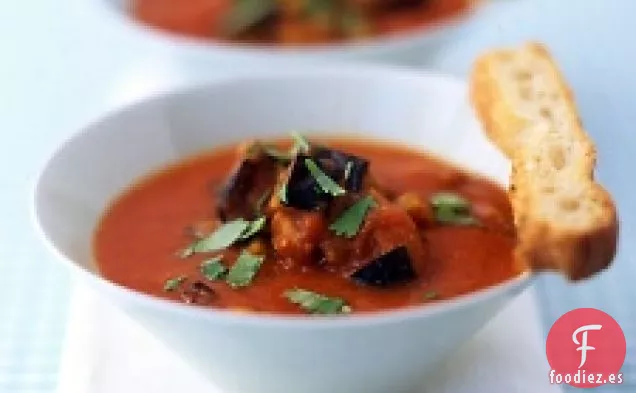 Sopa De Tomate Y Berenjena Asada