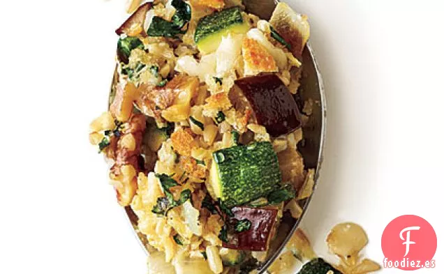 Arroz Integral Gratinado con Queso con Calabacín y Berenjena