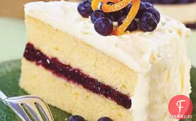 Pastel de Arándanos y Naranja con Glaseado de Queso Crema