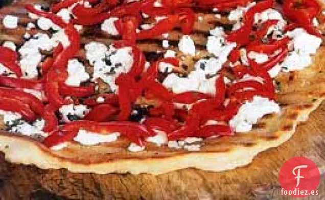 Pizza de Queso Feta y Pimiento Rojo
