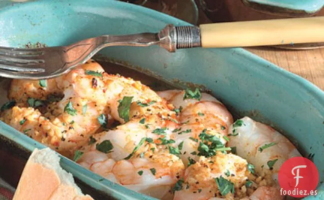 Camarones Al Horno En Salsa De Ajo A Limón