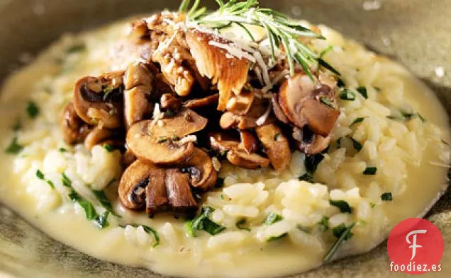 Risotto de Gouda Ahumado con Espinacas y Champiñones