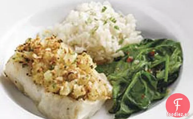 Bacalao con Costra de Maní Y Piña