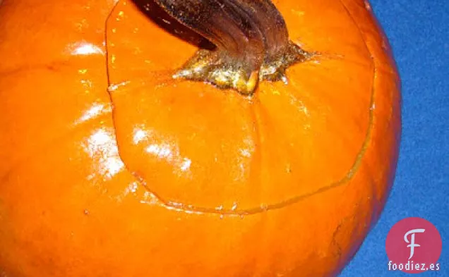 Calabaza horneada con queso y pan