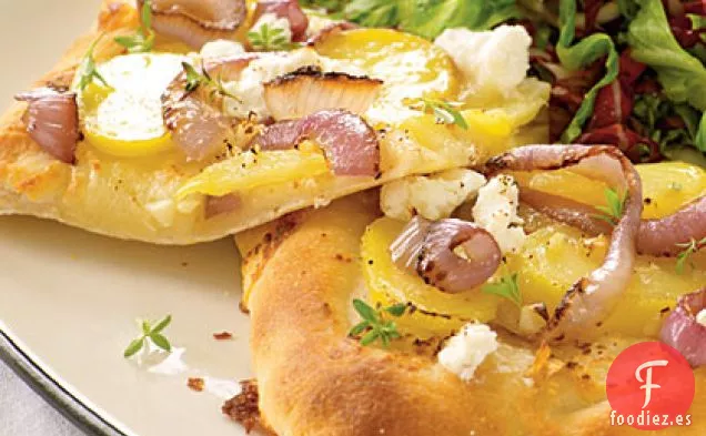 Pizza de Cebolla Roja, Patata y Queso de Cabra
