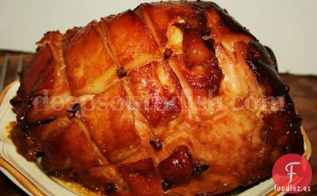 Jamón Glaseado con Hueso y Azúcar Moreno y Mostaza