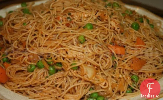 Pasta de Giada con Zanahorias y Guisantes