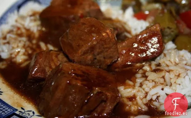 Puntas de Carne de Crockpot y Arroz