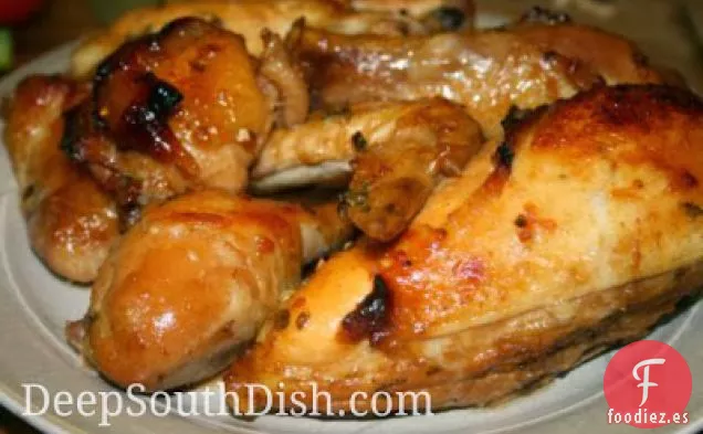 Pollo al Horno con Miel, Naranja, Ajo y Glaseado de Jengibre