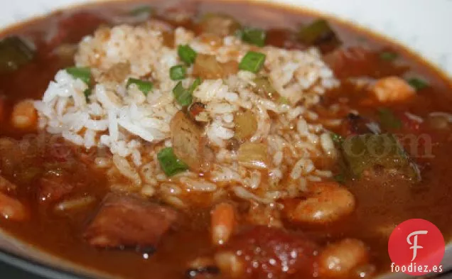 Camarones y Gumbo de Andouille con Okra