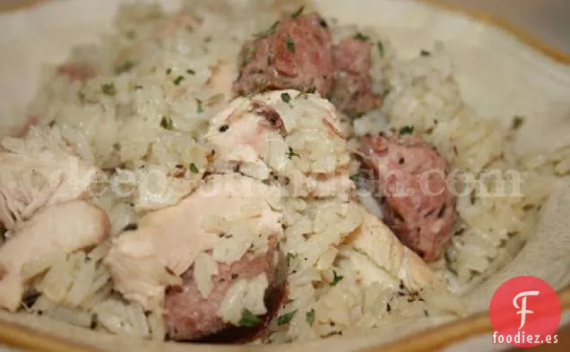 Jambalaya de Pollo y Salchicha Cajún al Horno
