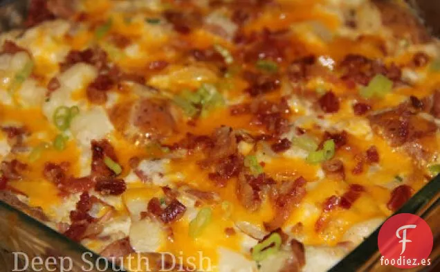 Cazuela de Patatas Al Horno Dos Veces Cargada con Queso