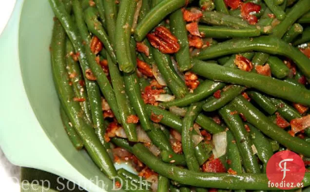 Judías Verdes Doradas con Mantequilla y Tocino y Nueces