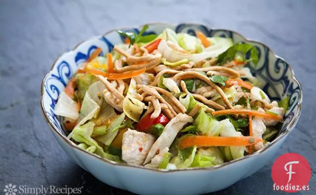 Ensalada de Pollo Chino Fácil con Fideos Chow Mein