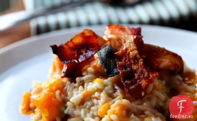 Risotto De Panceta Crujiente Y Calabaza