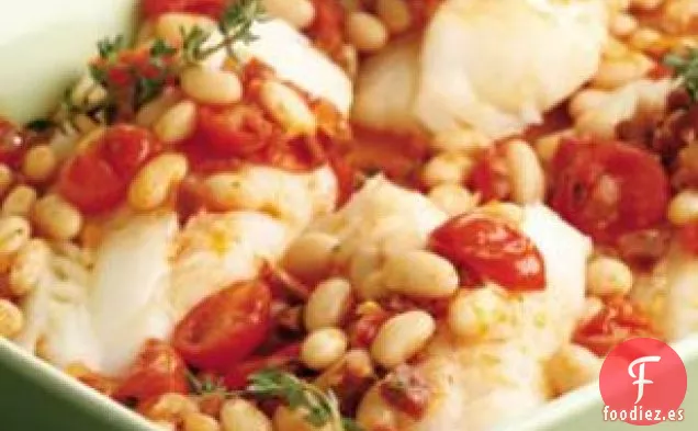 Bacalao al Horno con Chorizo y Frijoles Blancos