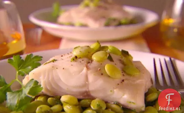 Bacalao Asado con Habas de Lima