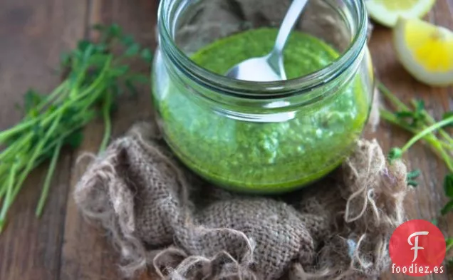 Pesto de Pepita de Limón y Asado de Londres