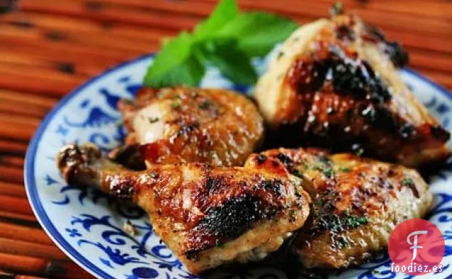 Pollo A la Parrilla Glaseado con Miel Y Menta