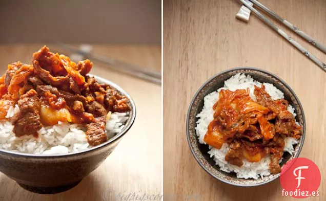 Salteado de Carne de res y Kimchi