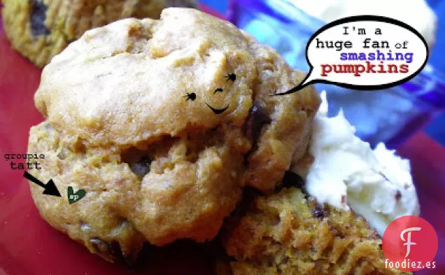Muffins de Calabaza, Plátano, Nuez y Chispas de Chocolate