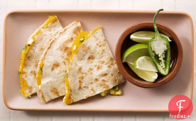 Quesadillas De Calabaza Azucarada, Queso Feta Y Cilantro