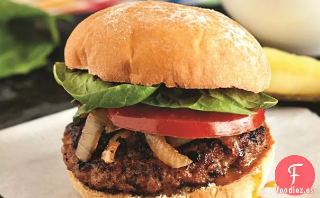 Hamburguesas de Cerdo con Manzana y Especias con Salsa de Arce y Dijon