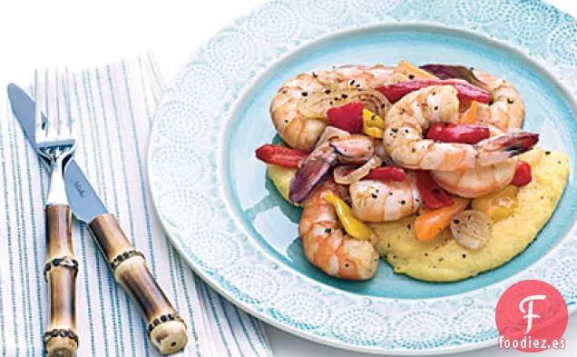 Langostinos salteados con Pimientos Dulces