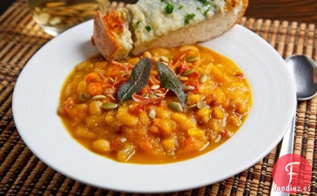 Sopa de Calabaza Asada, Panceta y Salvia