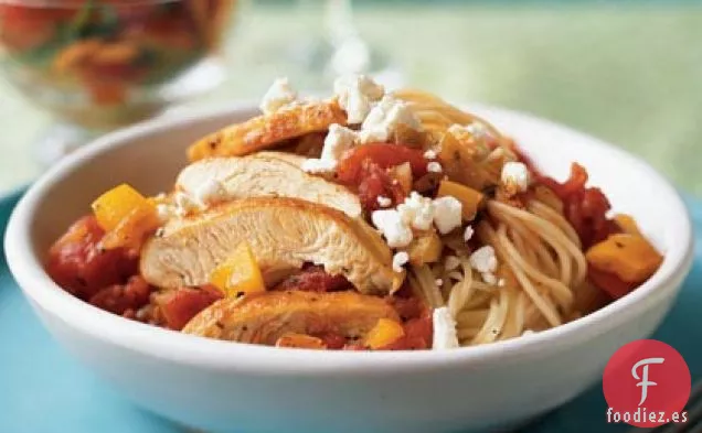 Pollo Griego con Pasta de Pelo de Ángel