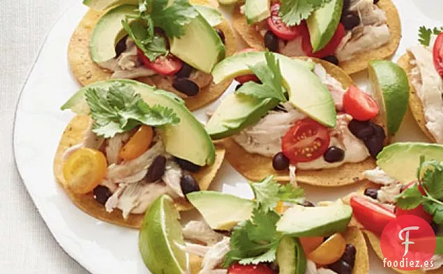 Tostadas de Pollo y Frijoles Negros