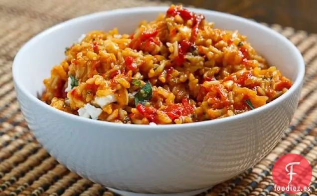 Pimiento Rojo Asado y Arroz Feta