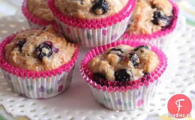 Muffins de Plátano y Arándanos con Mantequilla de Maní y Gelatina