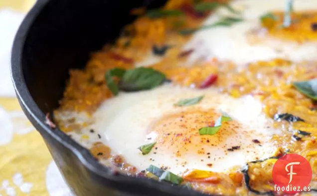 Calabaza De Verano Con Huevos Horneados