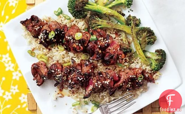 Brochetas de Carne Teriyaki a La Parrilla