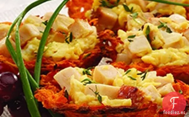 Pollo y Huevos en un Nido de Batata