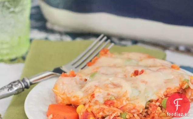 Arroz Marinara con Verduras y Pollo Suizo Horneado