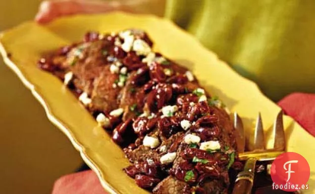 Solomillo a la Pimienta con Salsa de Cereza y Merlot y Gorgonzola