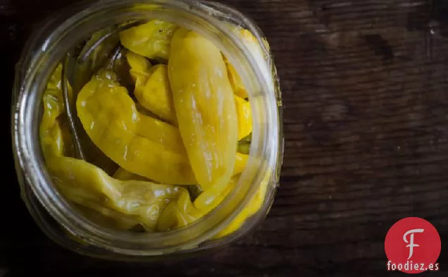 A para Peter Piper: Peperoncini en escabeche en salmuera