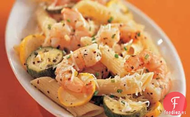 Penne de Camarones y calabaza