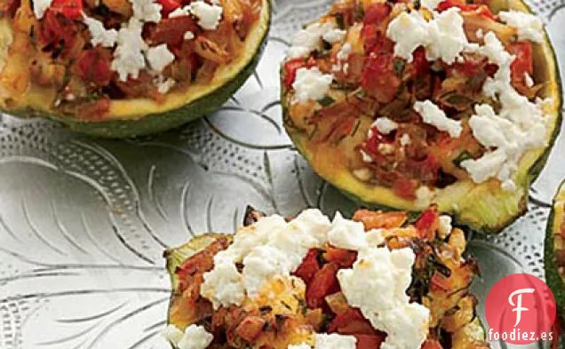 Calabacines Rellenos de Camarones y queso Feta