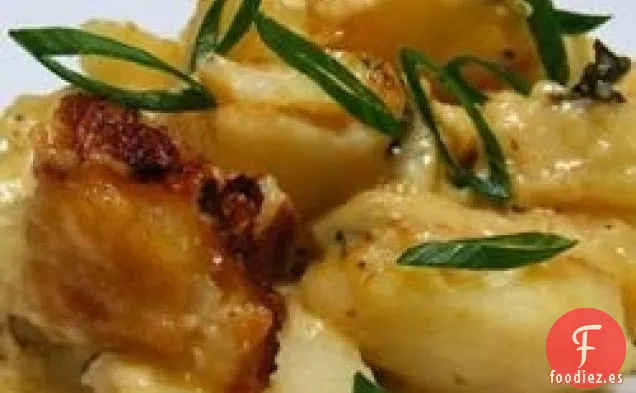Espinacas, Cebolla Caramelizada y Patatas Gratinadas al Münster