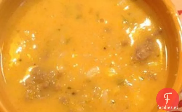 Sopa de Calabaza y Salchicha Picante